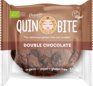 Organic Gluten - free Vegan cookies QUIN BITE Double Chocolate 